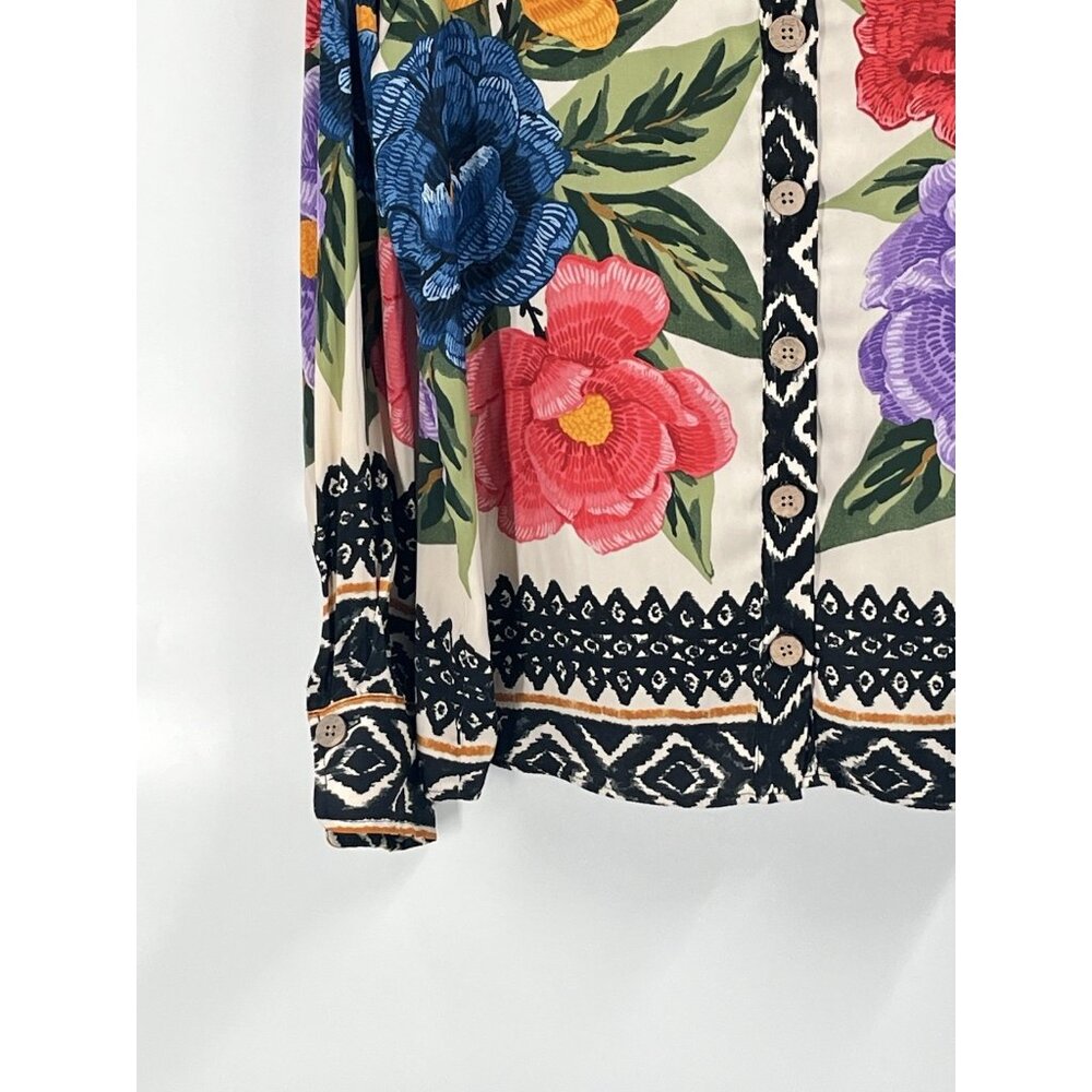 Rachel Zoe Mixed Print Patchwork Button Down Shir… - image 2